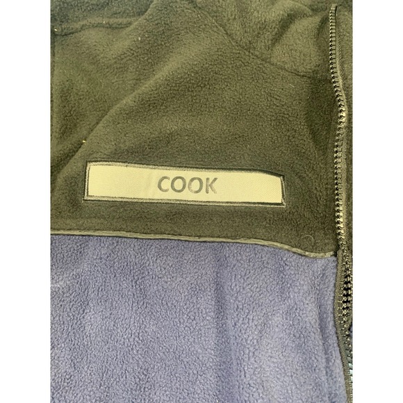 US Navy Cook Fleece Jacket Zip Up Full Zip US Flag Patch Emblem Men's L